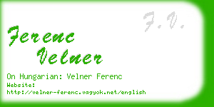 ferenc velner business card